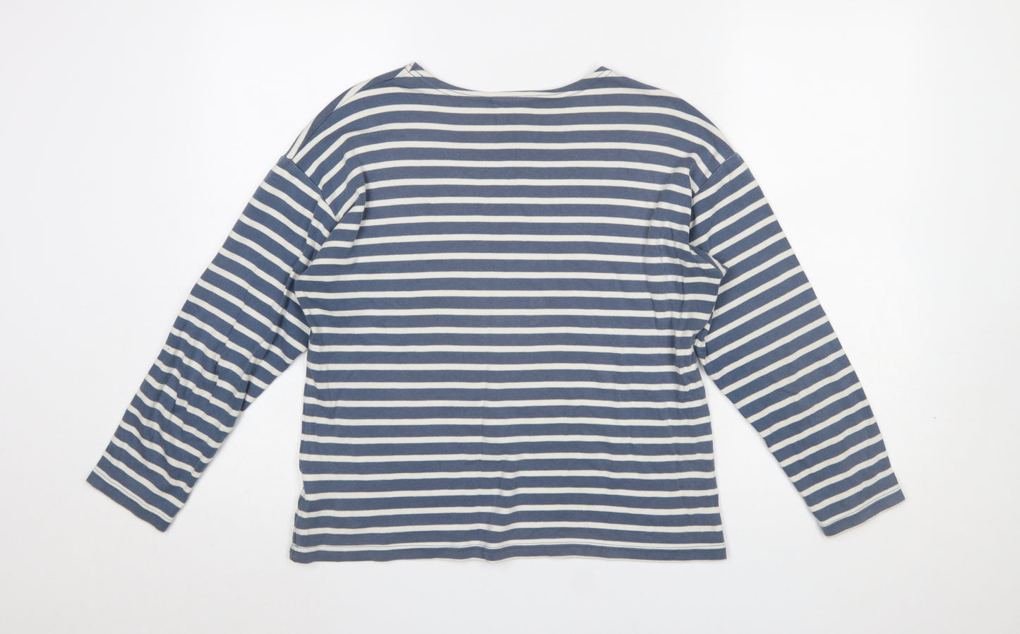 Wins Nautic Women's Blue Striped Long Sleeve Cotton T-Shirt Size L