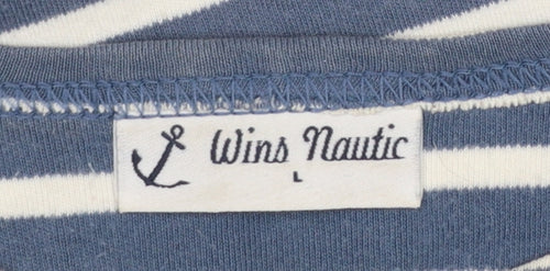 Wins Nautic Women's Blue Striped Long Sleeve Cotton T-Shirt Size L