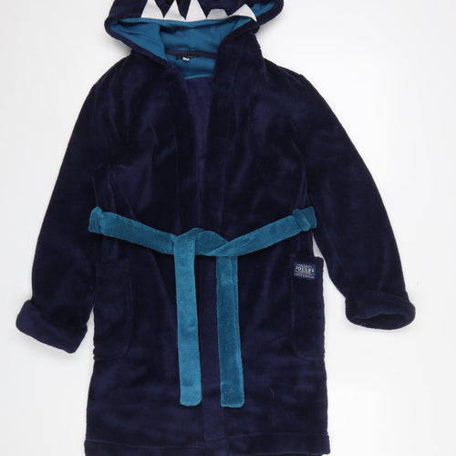 Joules Boys Blue Fleece Shark Hooded Robe 9-10 Years