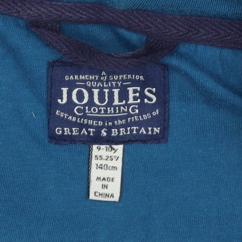 Joules Boys Blue Fleece Shark Hooded Robe 9-10 Years