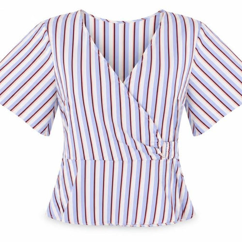 Miss Selfridge Womens Multicoloured Striped Wrap Blouse Size 10