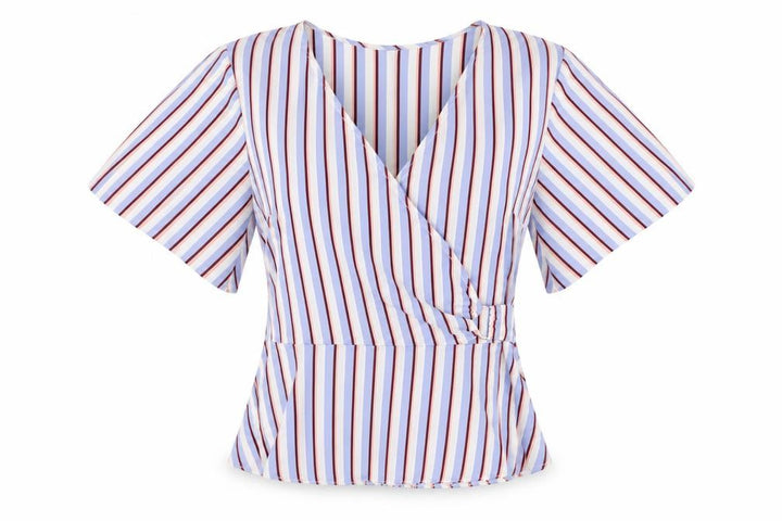 Miss Selfridge Womens Multicoloured Striped Wrap Blouse Size 10