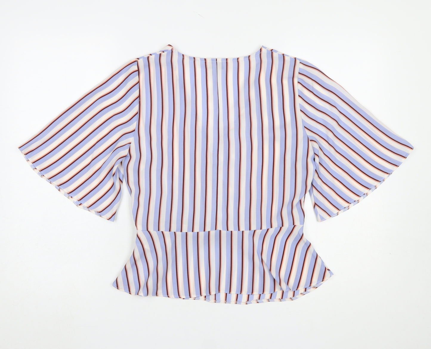 Miss Selfridge Womens Multicoloured Striped Wrap Blouse Size 10