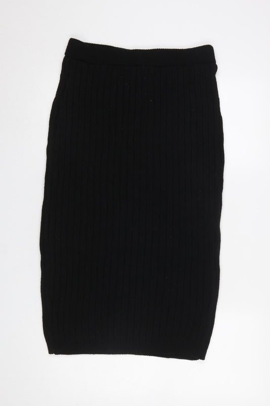 ASOS DESIGN Women’s Black Ribbed Knit Pencil Skirt Size 14