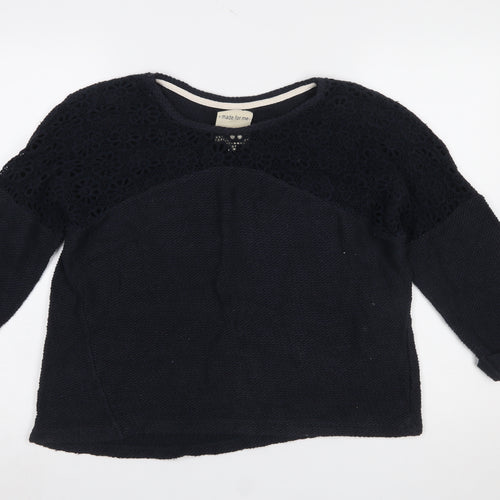 Next Women's Black Crochet Knit Pullover Jumper Size 16