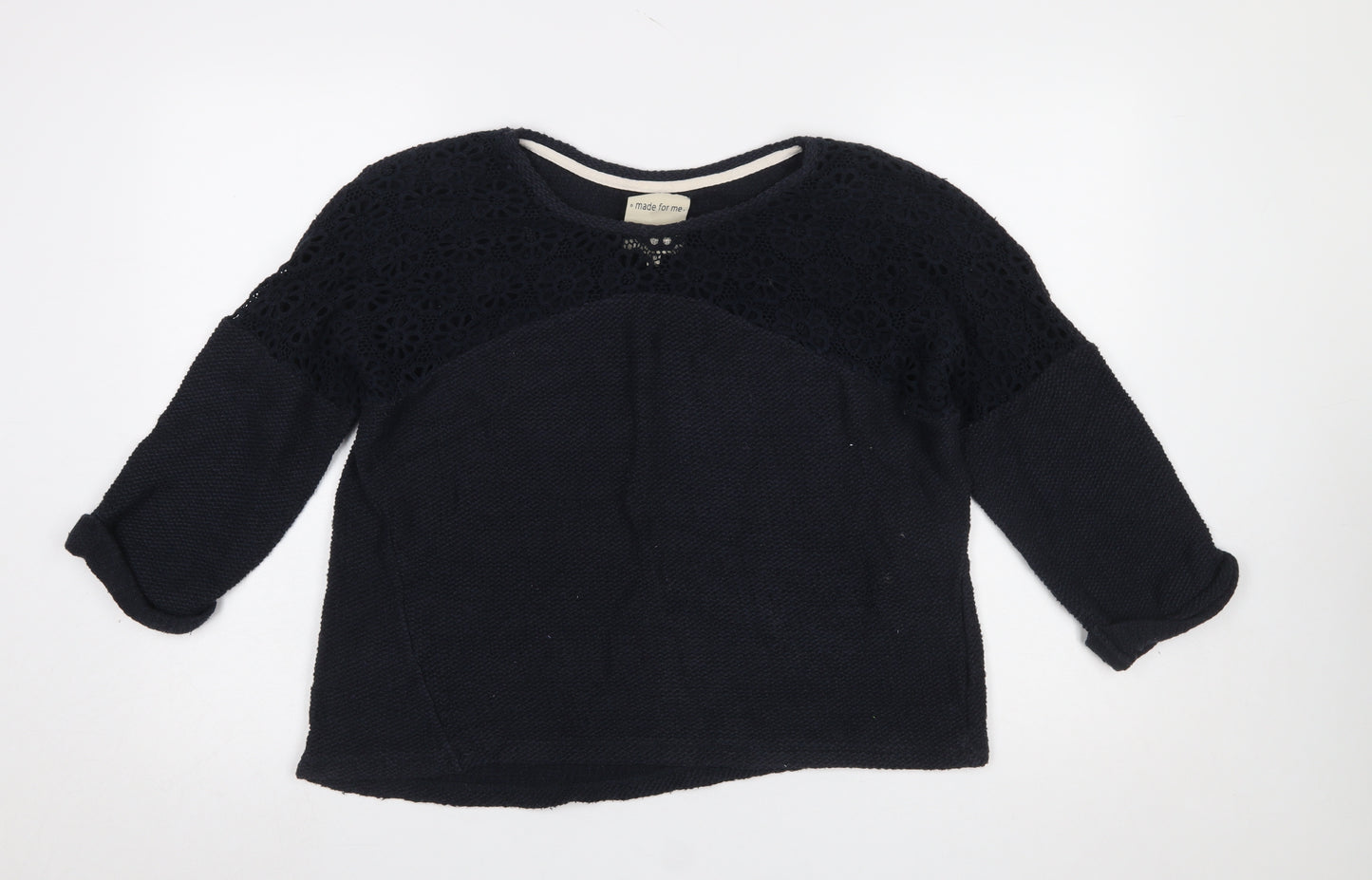 Next Women's Black Crochet Knit Pullover Jumper Size 16
