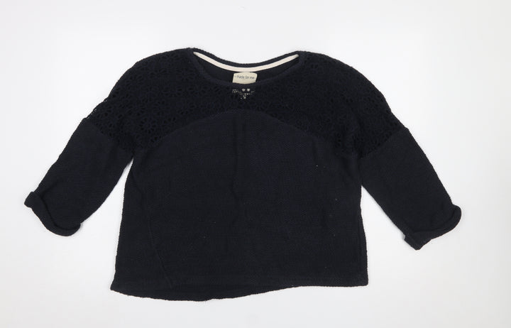 Next Women's Black Crochet Knit Pullover Jumper Size 16