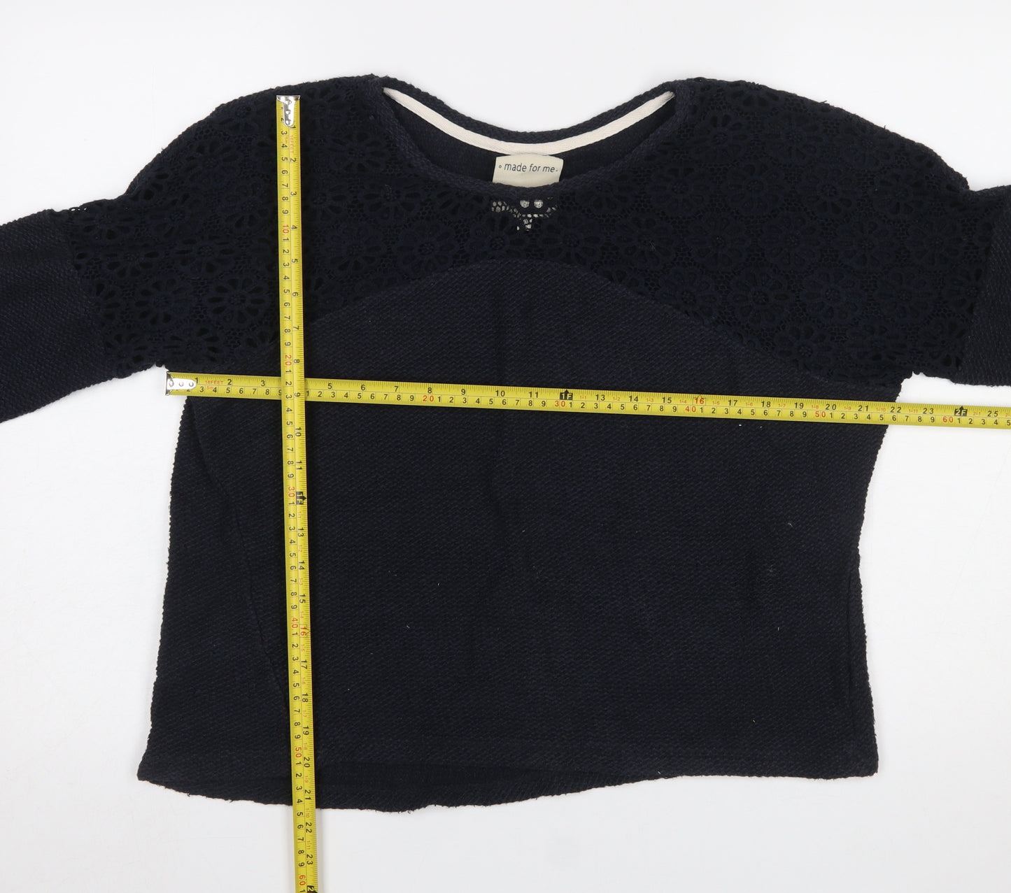 Next Women's Black Crochet Knit Pullover Jumper Size 16