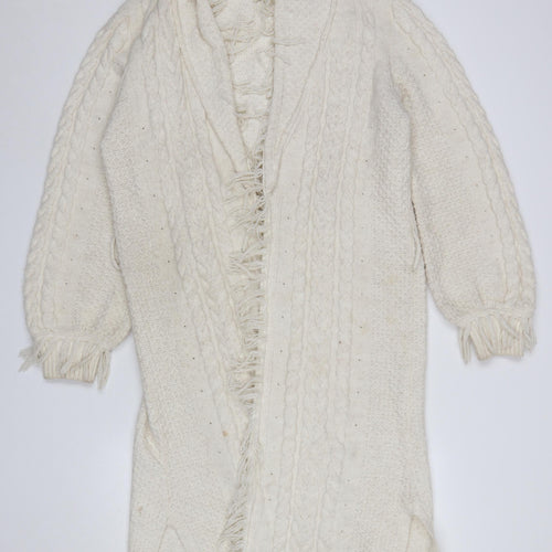 Monsoon Women’s Ivory Cable Knit Fringe Cardigan M