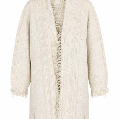 Monsoon Women’s Ivory Cable Knit Fringe Cardigan M