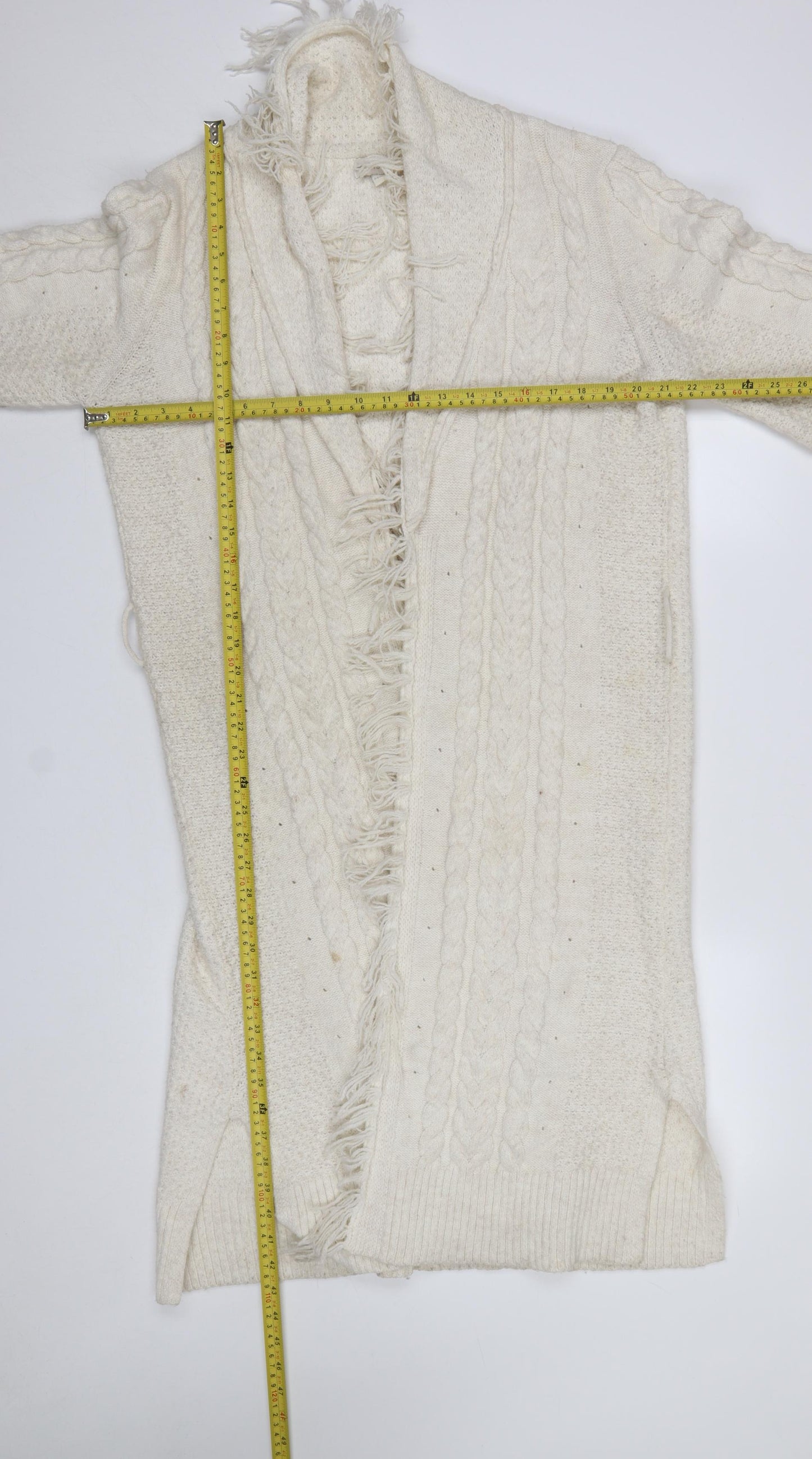 Monsoon Women’s Ivory Cable Knit Fringe Cardigan M