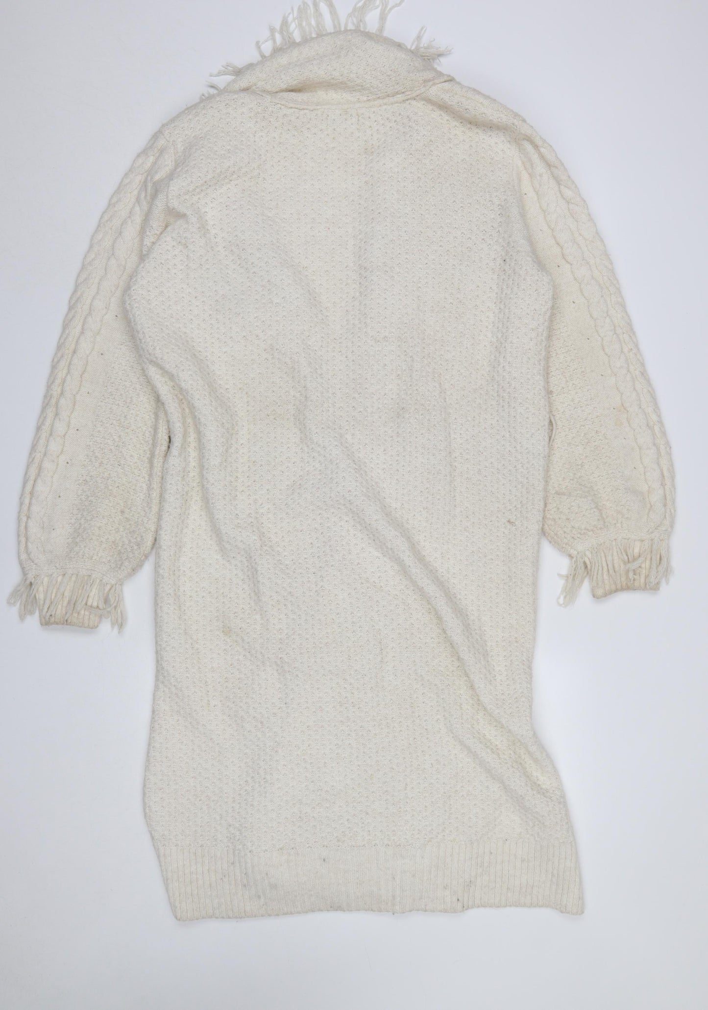 Monsoon Women’s Ivory Cable Knit Fringe Cardigan M