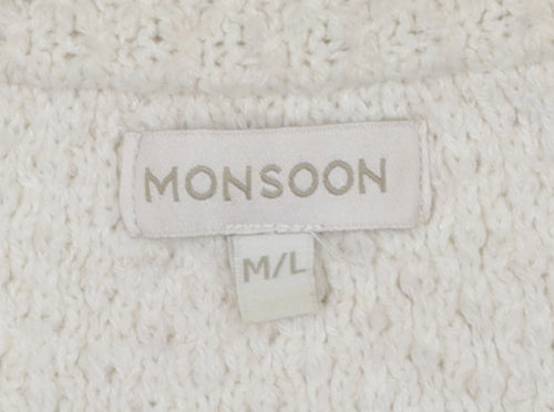 Monsoon Women’s Ivory Cable Knit Fringe Cardigan M