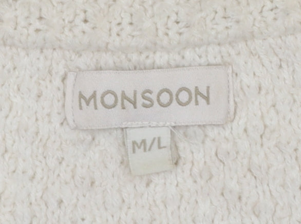 Monsoon Women’s Ivory Cable Knit Fringe Cardigan M