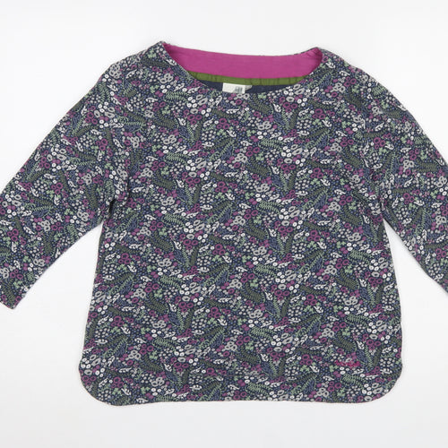 Weird Fish Women's Blue Floral Jersey 3/4 Sleeve Top Size 16