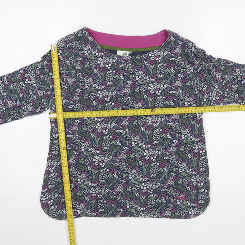 Weird Fish Women's Blue Floral Jersey 3/4 Sleeve Top Size 16