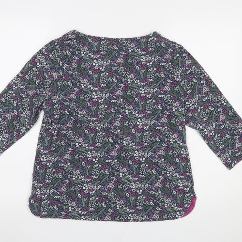 Weird Fish Women's Blue Floral Jersey 3/4 Sleeve Top Size 16