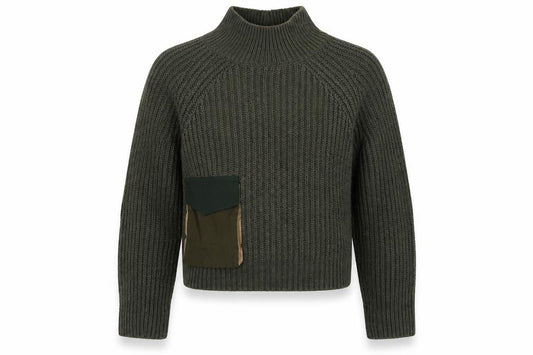 Front view of Zara Women Green Chunky Knit High Neck jumper, size 12
