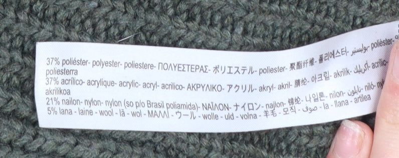 Zara Women Green Chunky Knit High Neck Pullover Jumper Size 12