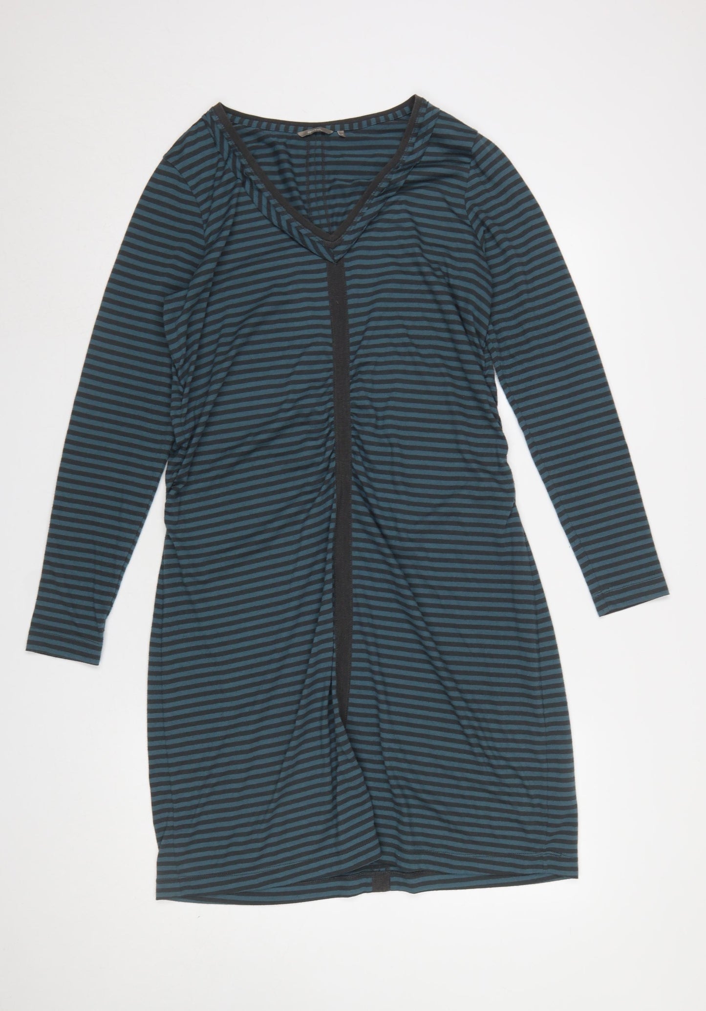 Sandwich Women Blue Striped XL V-Neck Long Sleeve Bodycon Dress