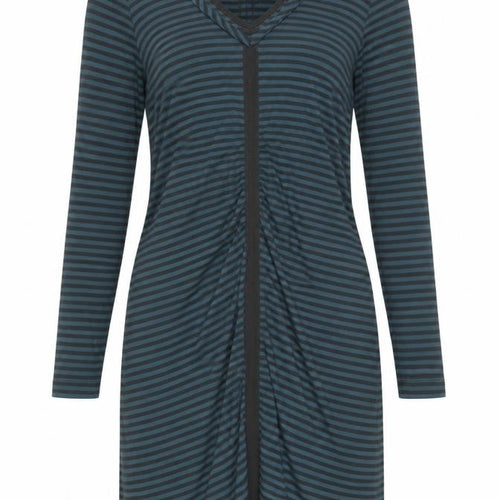 Sandwich Women Blue Striped XL V-Neck Long Sleeve Bodycon Dress