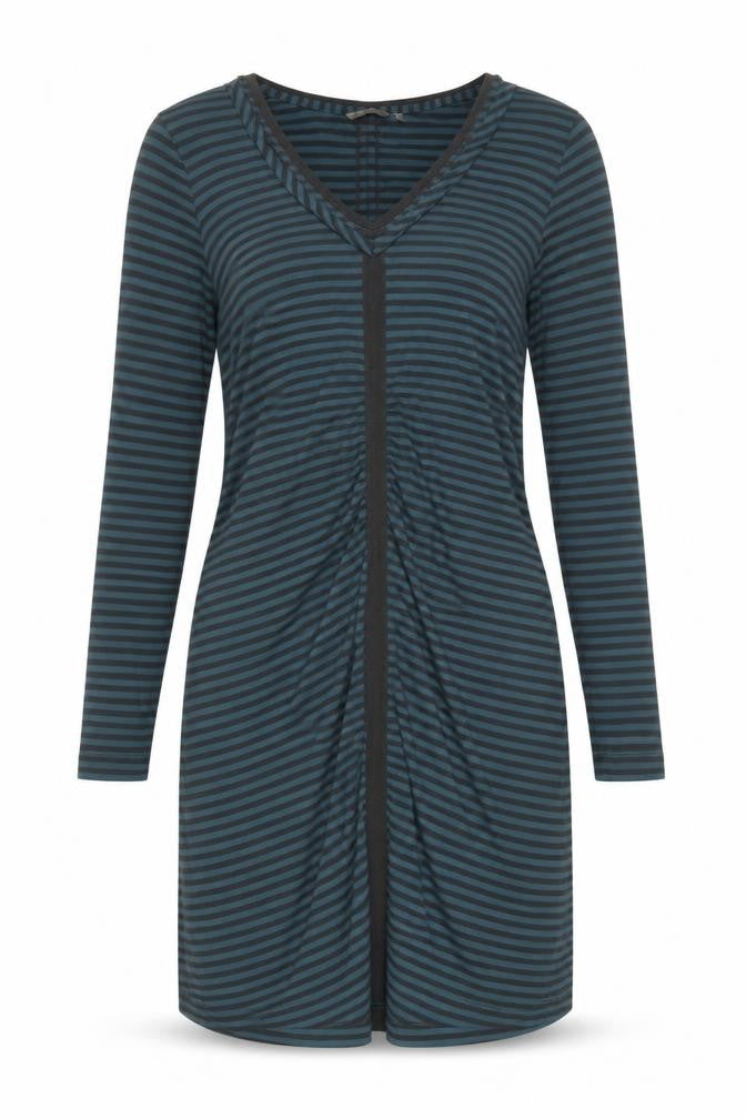 Sandwich Women Blue Striped XL V-Neck Long Sleeve Bodycon Dress