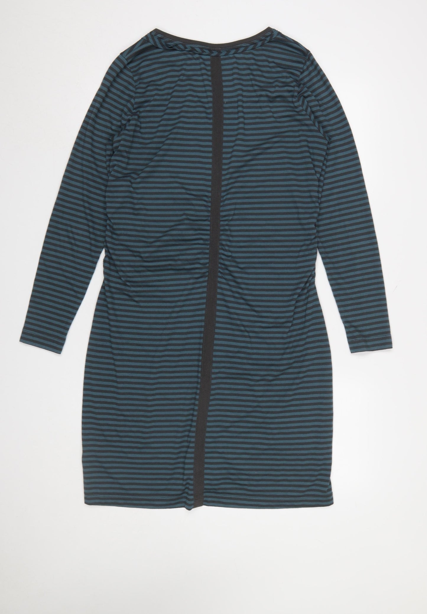 Sandwich Women Blue Striped XL V-Neck Long Sleeve Bodycon Dress