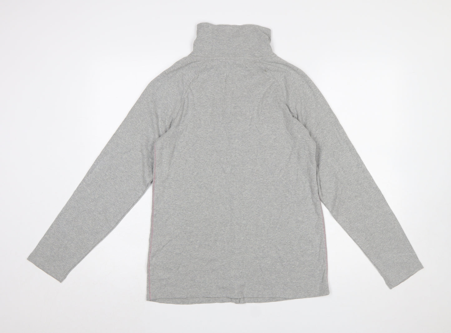 White Stuff Women's Grey Marl Button-Up Cotton Top UK 16 Long Sleeve