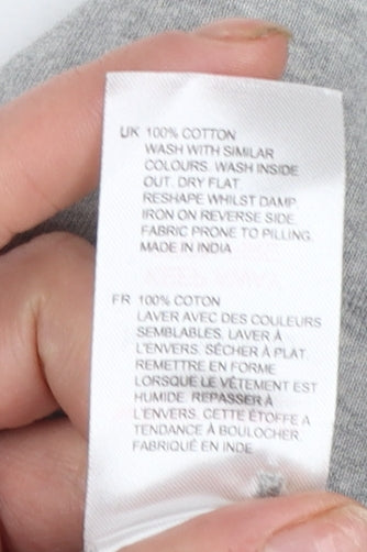 White Stuff Women's Grey Marl Button-Up Cotton Top UK 16 Long Sleeve