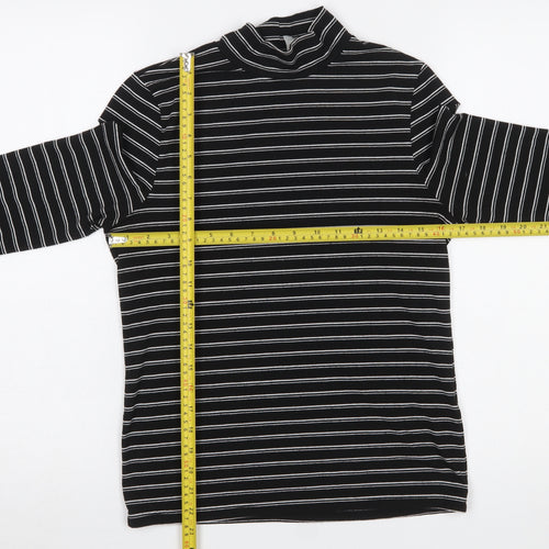 ASOS Women's Black Striped Mock Neck Long Sleeve Jersey Top UK 12
