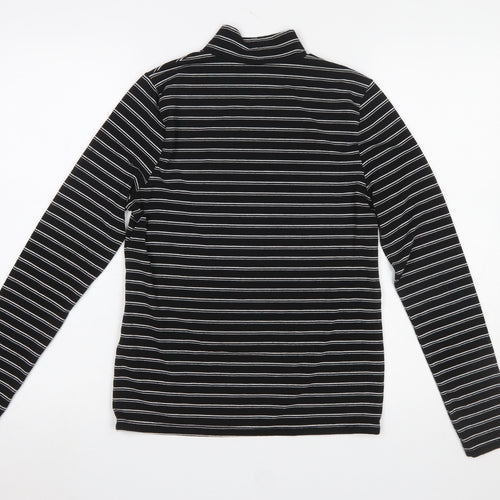 ASOS Women's Black Striped Mock Neck Long Sleeve Jersey Top UK 12