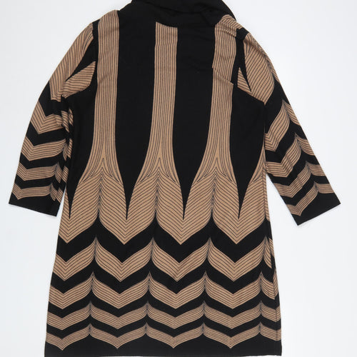 Epilogue Women Black Geometric Roll Neck Knit Shift Dress Size 16