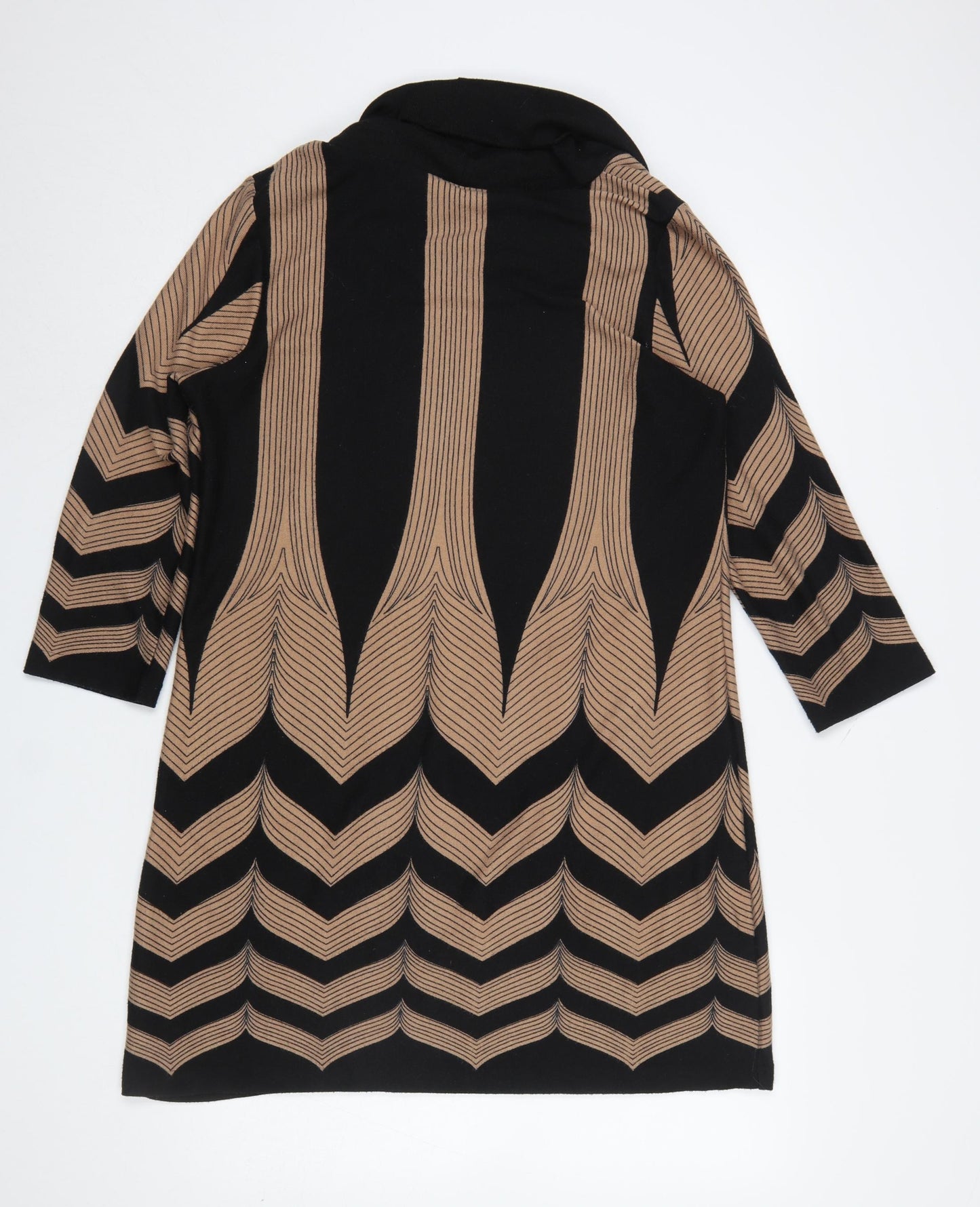 Epilogue Women Black Geometric Roll Neck Knit Shift Dress Size 16