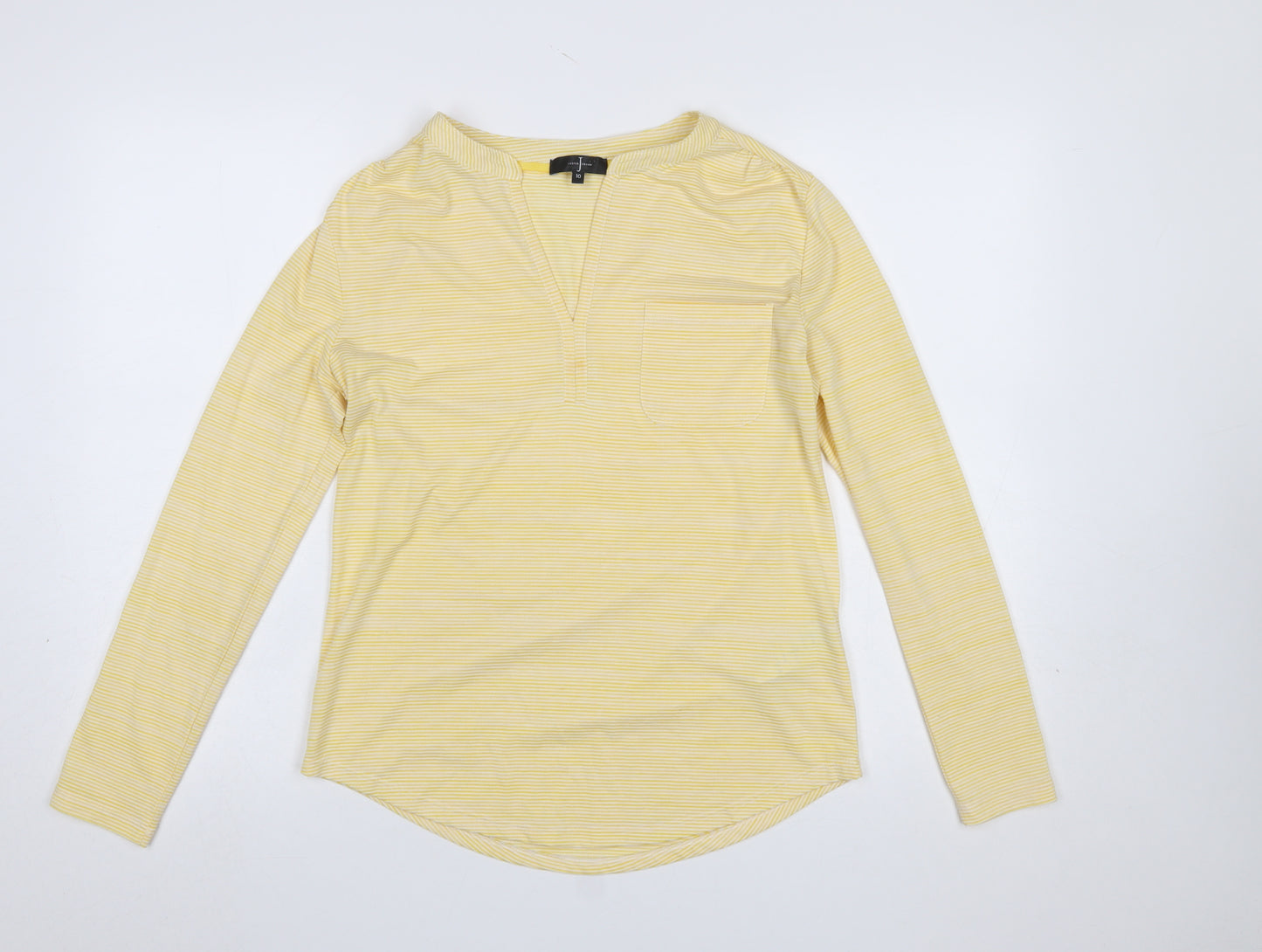 Jasper Conran Women’s Yellow Striped V-Neck Long Sleeve Tunic Blouse Size 10