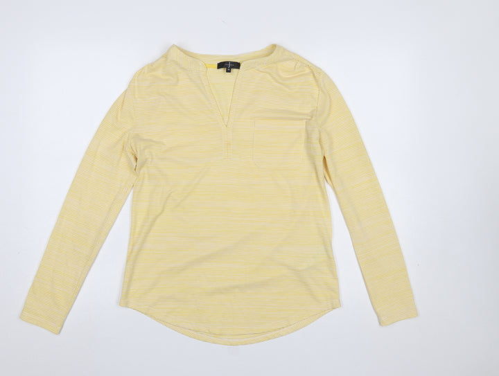 Jasper Conran Women’s Yellow Striped V-Neck Long Sleeve Tunic Blouse Size 10