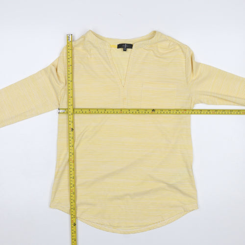 Jasper Conran Women’s Yellow Striped V-Neck Long Sleeve Tunic Blouse Size 10