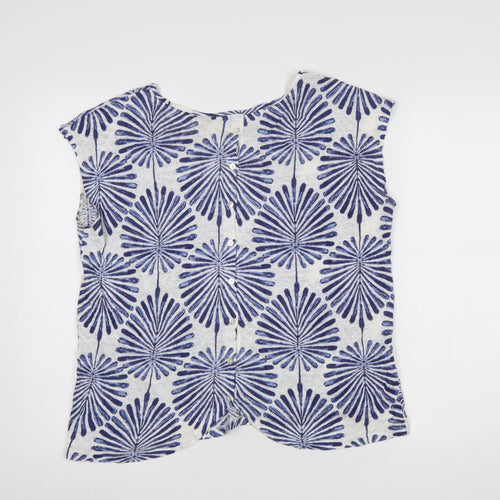 Joie Women's Blue Linen Sleeveless Button Back Blouse Size L