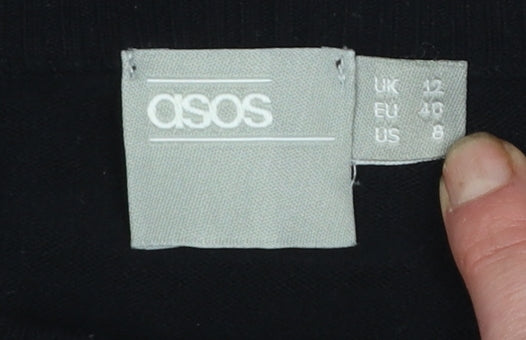 ASOS Women’s Black Crew Neck Long Sleeve Pullover Jumper Size 12