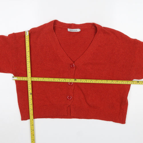 MISSLOOK Women Red V-Neck Button Cardigan Jumper Size M