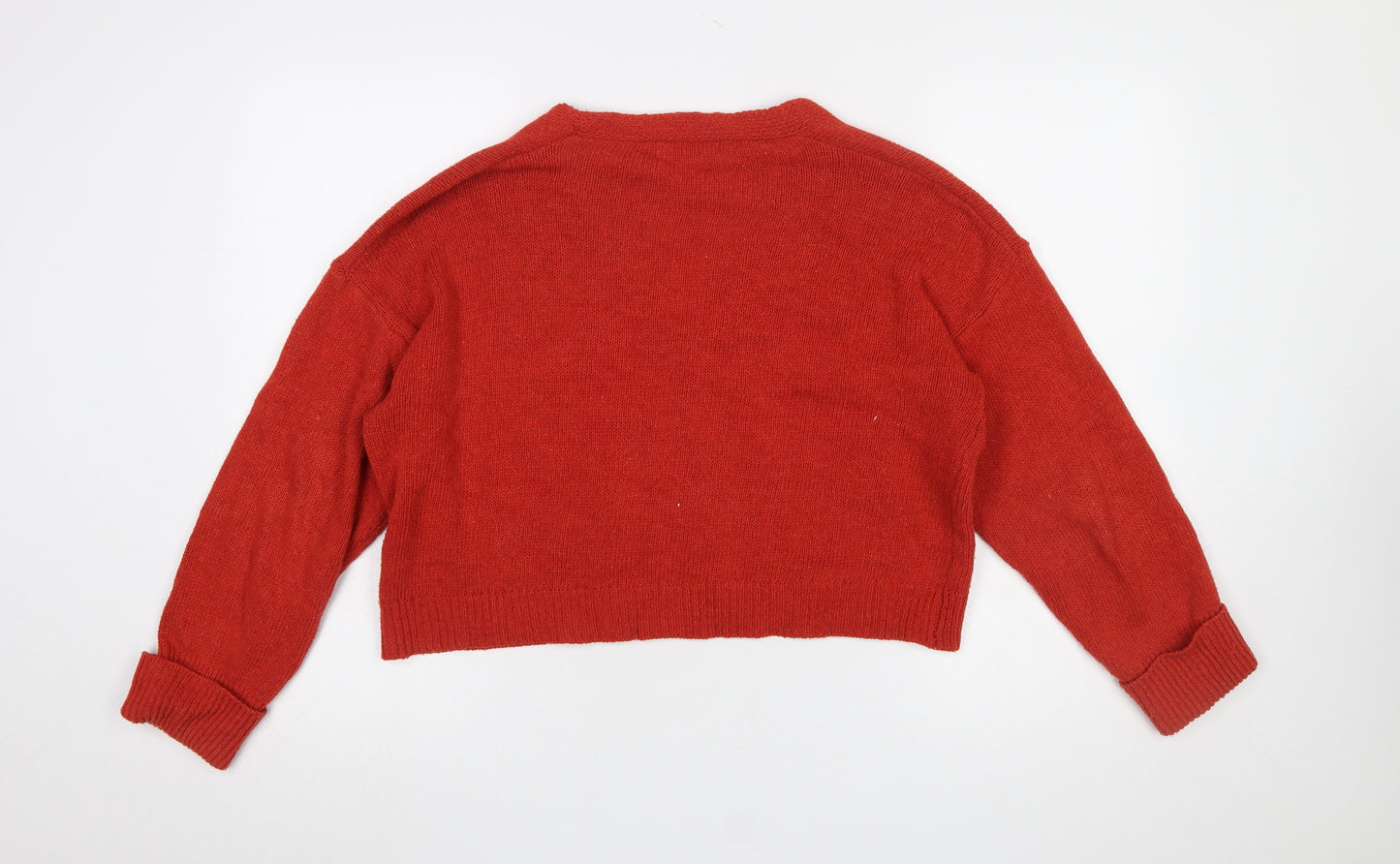 MISSLOOK Women Red V-Neck Button Cardigan Jumper Size M