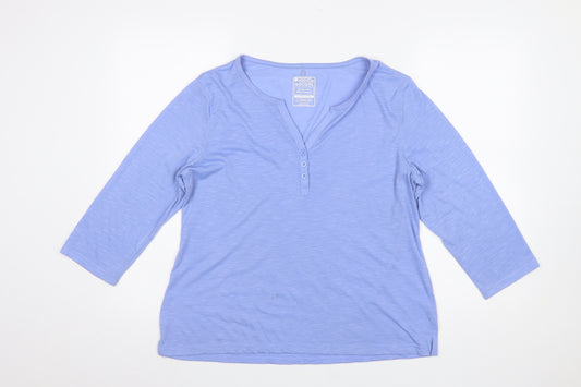 Mountain Warehouse Women Blue Henley 3/4 Sleeve Quick Dry Top Size 16