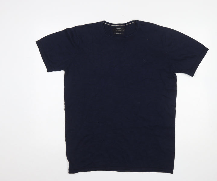 Clean Cut Copenhagen Men's Blue Small Regular Fit Cotton T-Shirt