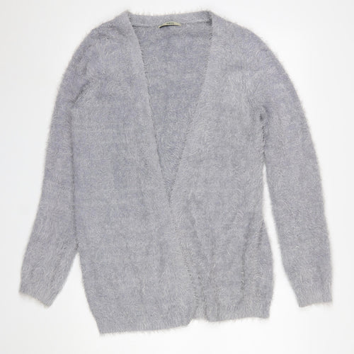 Oasis Women’s Grey Fuzzy Open Knit Long Sleeve Cardigan Size S