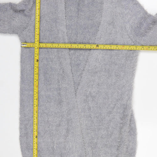 Oasis Women’s Grey Fuzzy Open Knit Long Sleeve Cardigan Size S