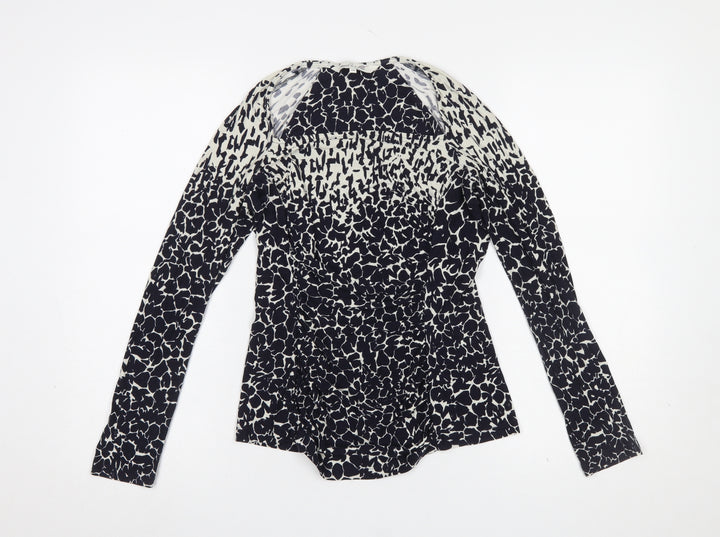 Damsel in a Dress Women’s Black Animal Print Long Sleeve Wrap Blouse Size 10