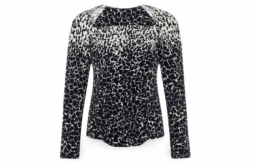 Damsel in a Dress Women’s Black Animal Print Long Sleeve Wrap Blouse Size 10
