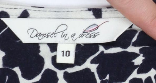 Damsel in a Dress Women’s Black Animal Print Long Sleeve Wrap Blouse Size 10