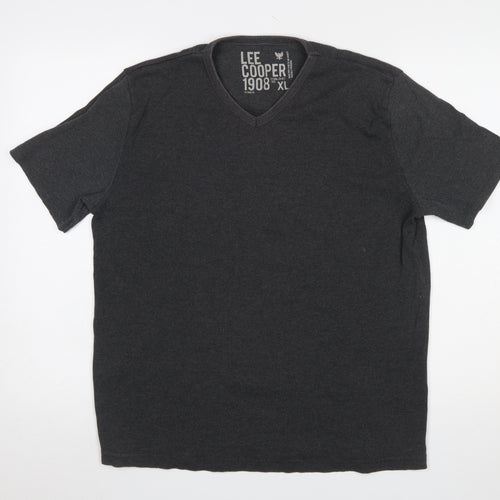 Lee Cooper Men's Black V-Neck Short Sleeve T-Shirt XL