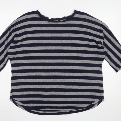 Phase Eight Women's Blue Striped 3/4 Sleeve Jersey Top Size 16