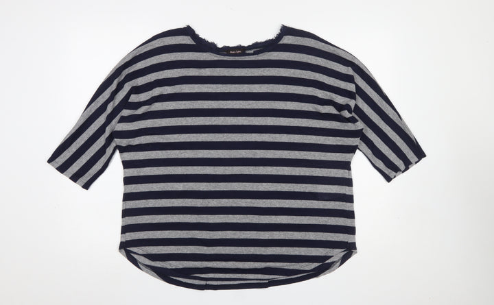 Phase Eight Women's Blue Striped 3/4 Sleeve Jersey Top Size 16